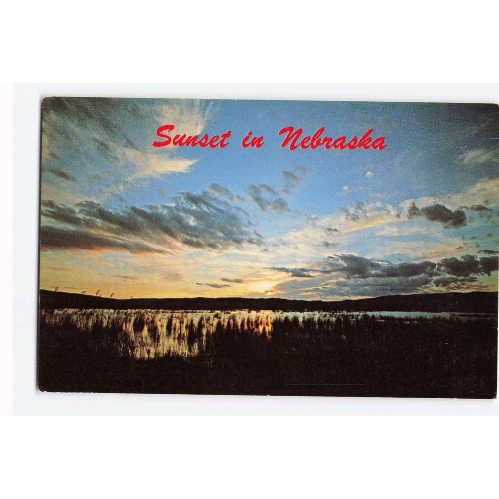 Vintage Sunset in Nebraska Sand Hills Lakes Postcard Pospeshil 1964 VG